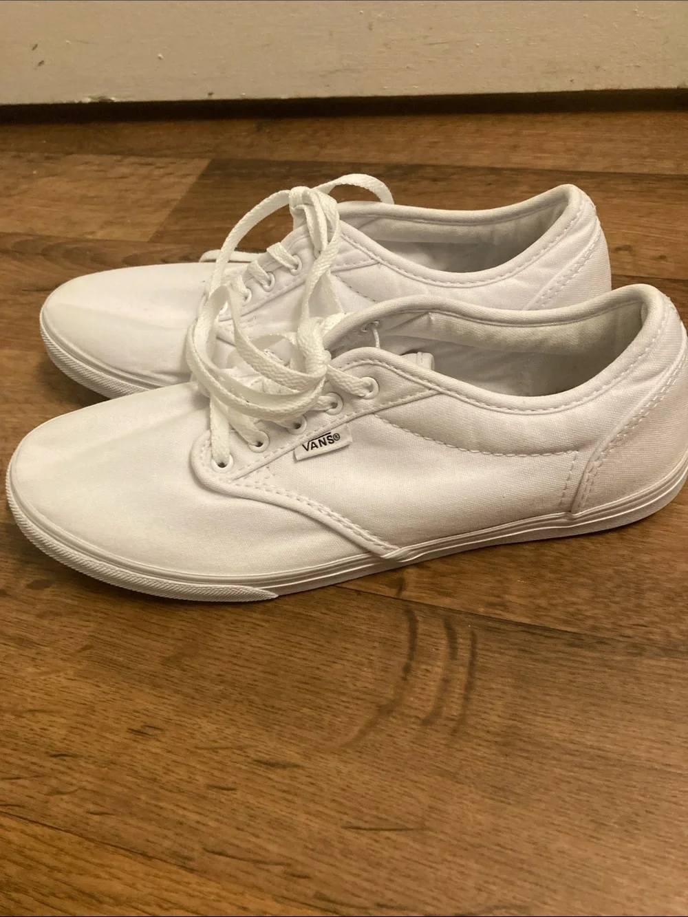 Vans Women's White Canvas Lace-Up Flats
